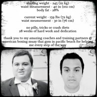 before and after weight loss photo American Boxing student weight loss story