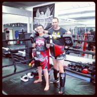 gabrielandcoachdave Muay Thai student Gabriel after training with Coach Dave on his last day before moving back to DC.